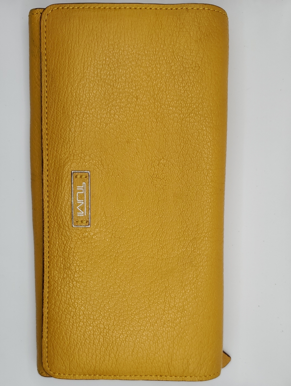 Tumi Cognac Yellow Leather Zip Wallet